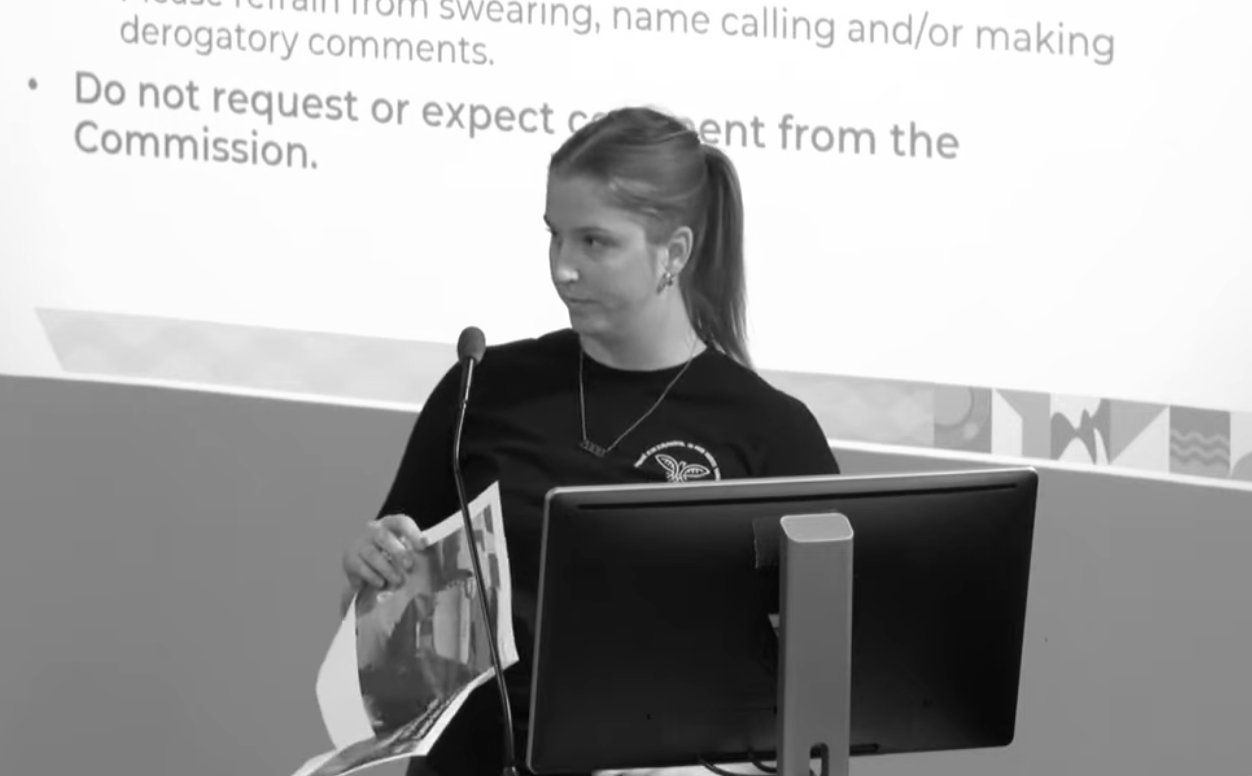 Activist speaks to the GR Commission